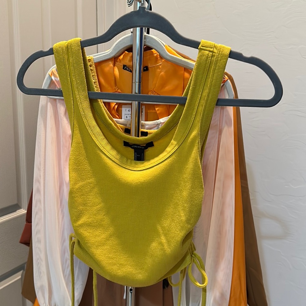 Yellow crop top with side strings